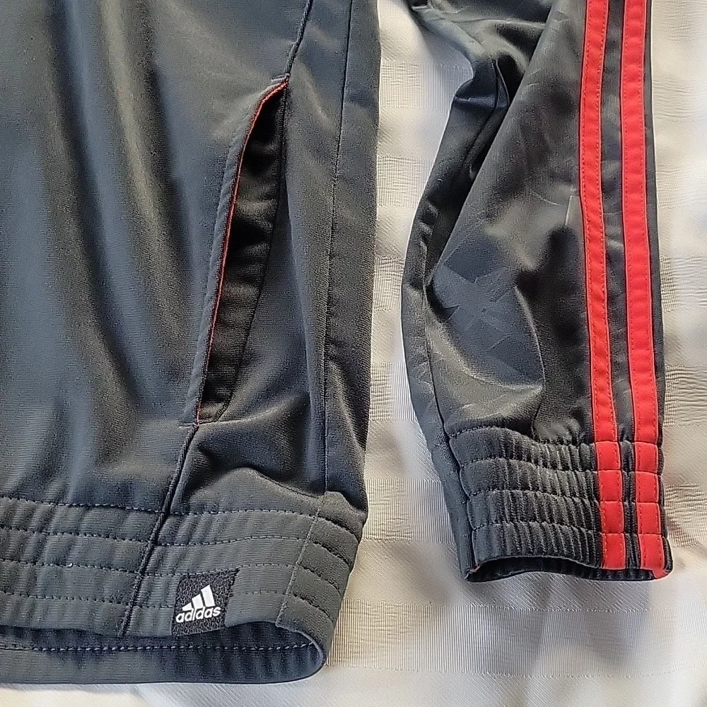 adidas Mens Dark Gray with Red Accents Windbreaker, Size: M